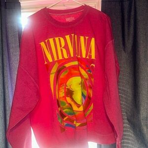 oversized pink nirvana crewneck
